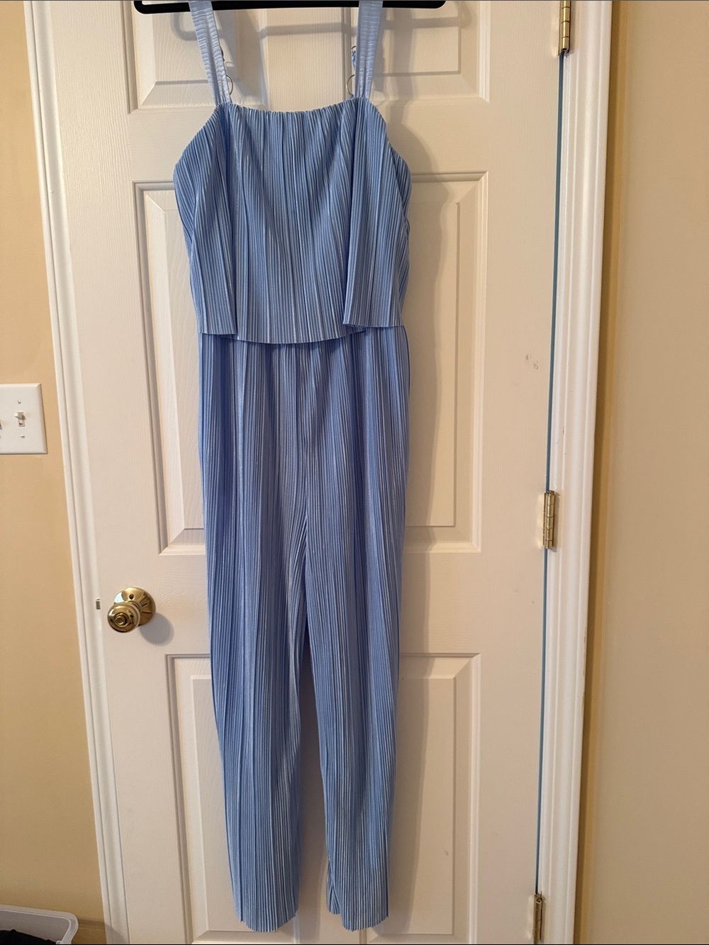 ARULA Sky Blue Pleated Strap Jumpsuit